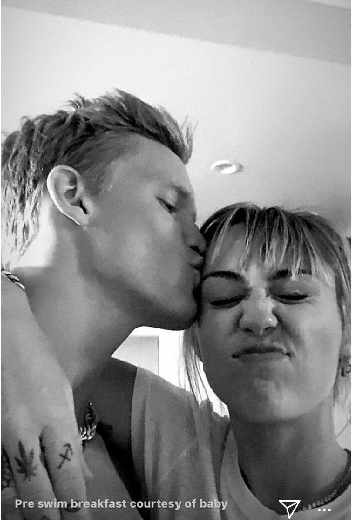 A photo of Miley Cyrus and Cody Simpson on his Instagram Story | Photo: Getty Images