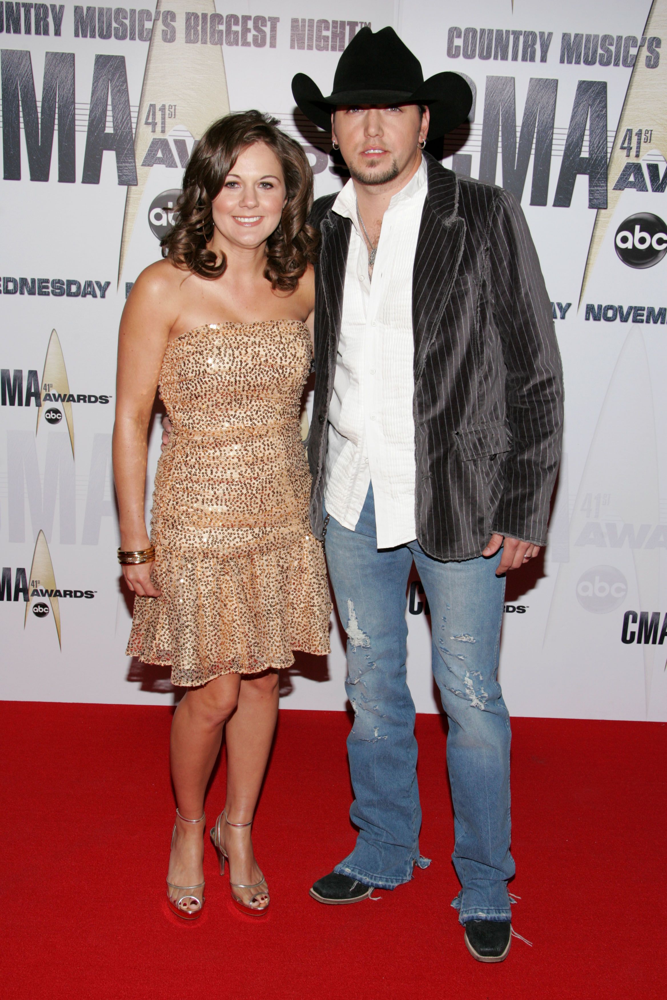 Jason Aldean and Jessica Ussery at the 41st Annual CMA Awards at the Sommet Center on November 7, 2007 in Nashville, Tennessee. | Source: Getty Images