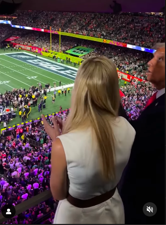 Ivanka Trump and President Donald Trump clapping during this years Super Bowl, posted on February 10, 2025. | Source: Instagram/potus