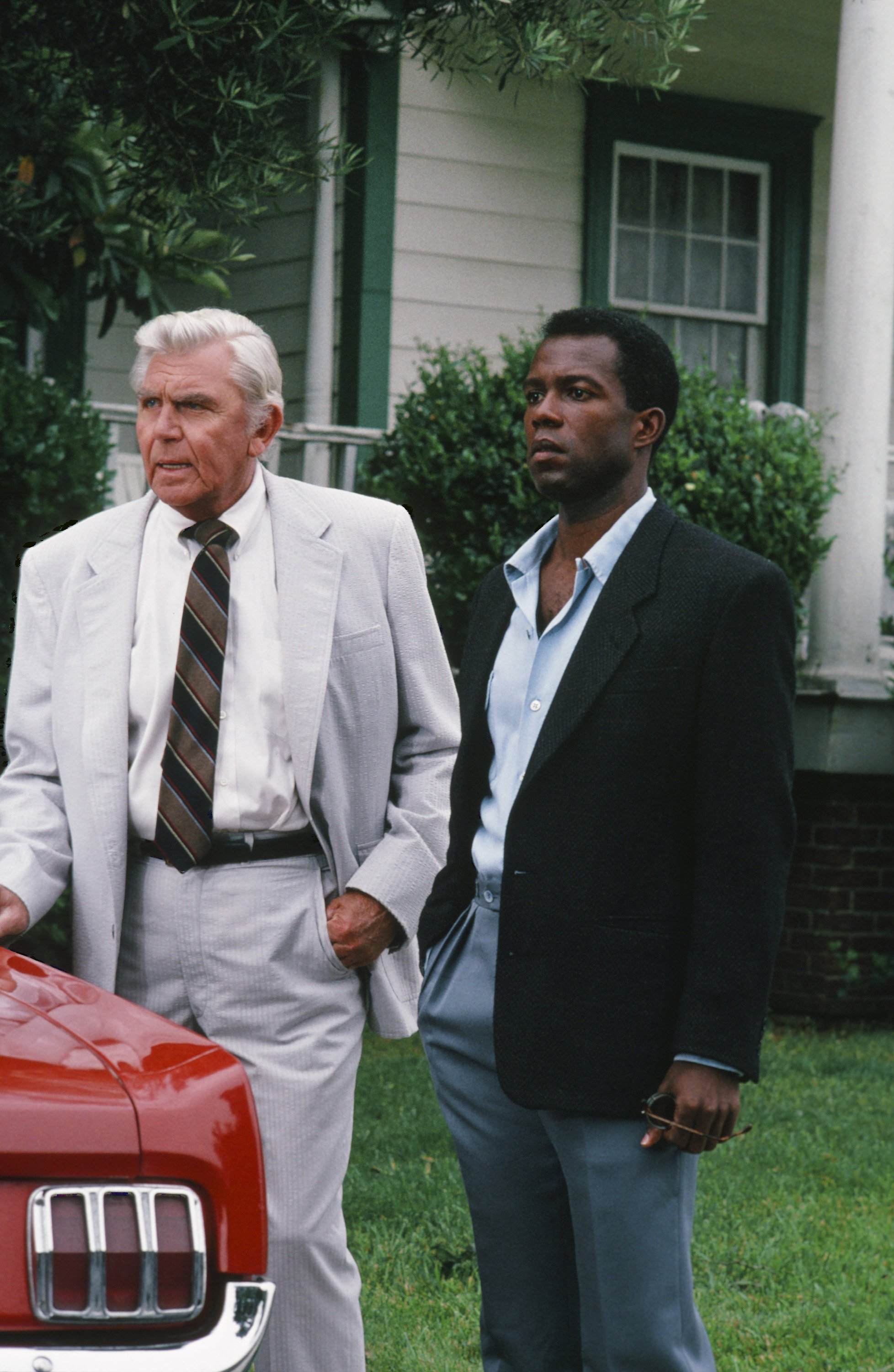 Andy Griffith as Benjamin Matlock, Clarence Gilyard Jr. as Conrad McMasters on July 9, 1991 | Source: Getty Images 