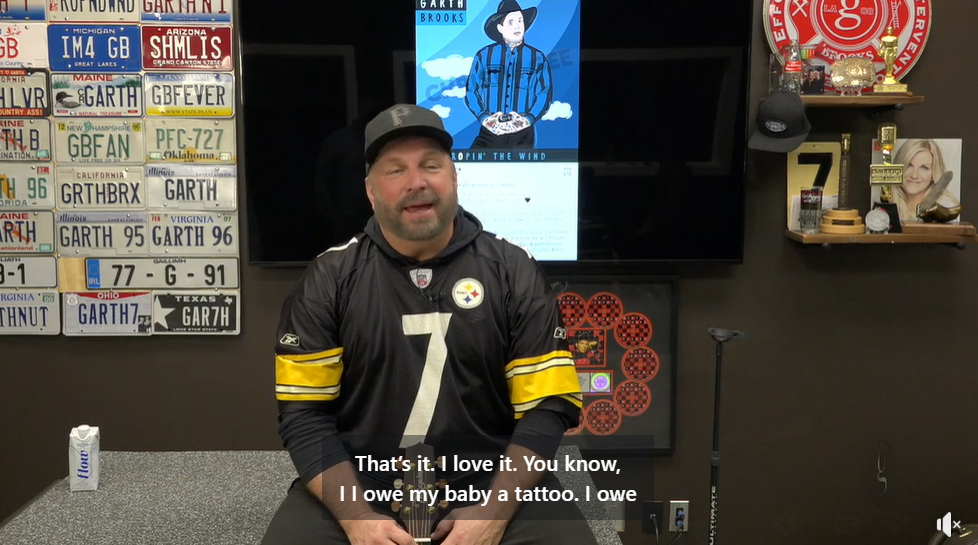 In a 2022 Facebook Live video, Garth Brooks mentions owing his daughter, Allie Colleen, a tattoo. | Source: Facebook/GarthBrooks