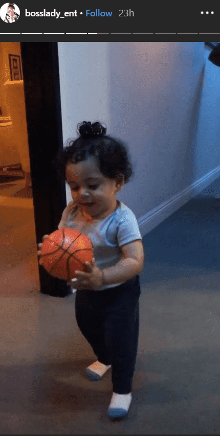 Elleven playing with a tiny ball. | Source: Instagram.com/Bosslady_ent