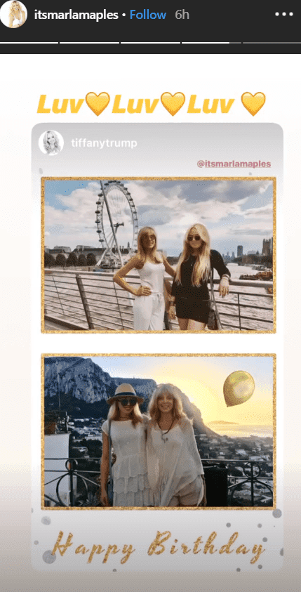 In honor of her 56th birthday, Marla Maples reposts Tiffany Trump's montage of photos of the two of them together | Source: instagram.com/tiffanytrump