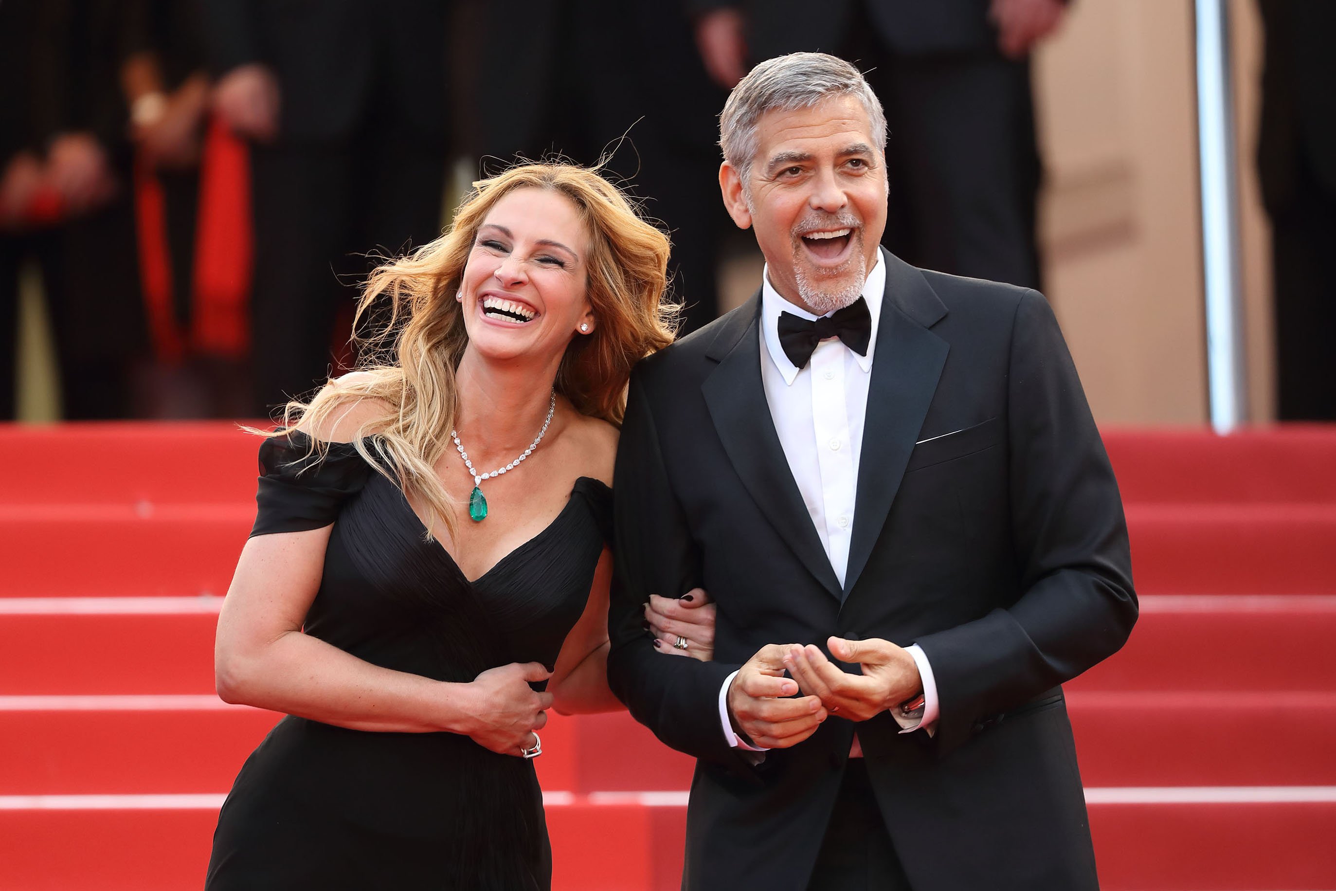Julia Roberts and George Clooney attend the 'Money Monster' premiere during the 69th annual Cannes Film Festival at the Palais des Festivals on May 12, 2016 in Cannes, France. | Source: Getty Images