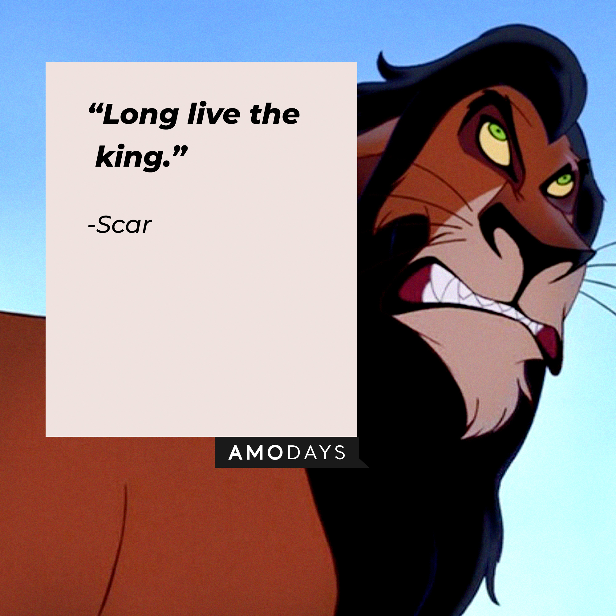 A photo of Scar with the quote, "Long live the king." | Source: Facebook/DisneyTheLionKing