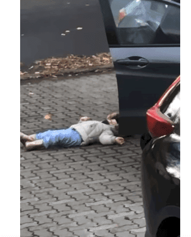 The girl pretending to be too exhausted to walk. Photo: YouTube/Viral Hog