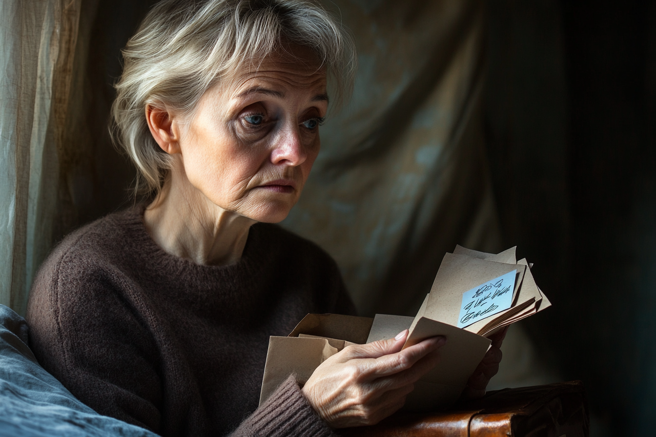 A woman holding letters | Source: Midjourney