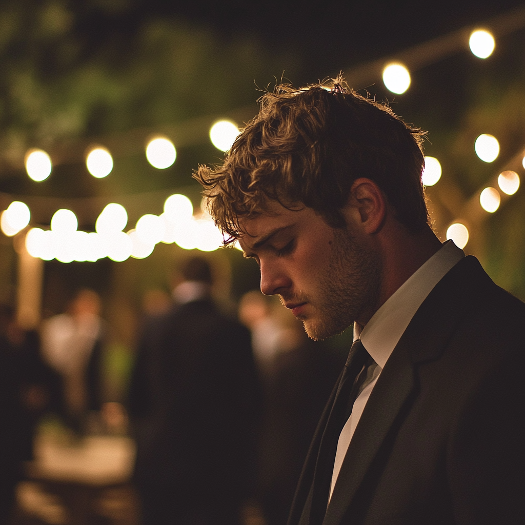 A groom looking down | Source: Midjourney