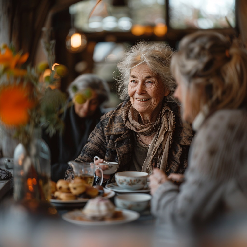 Mother-in-law having her tea party | Source: Midjourney