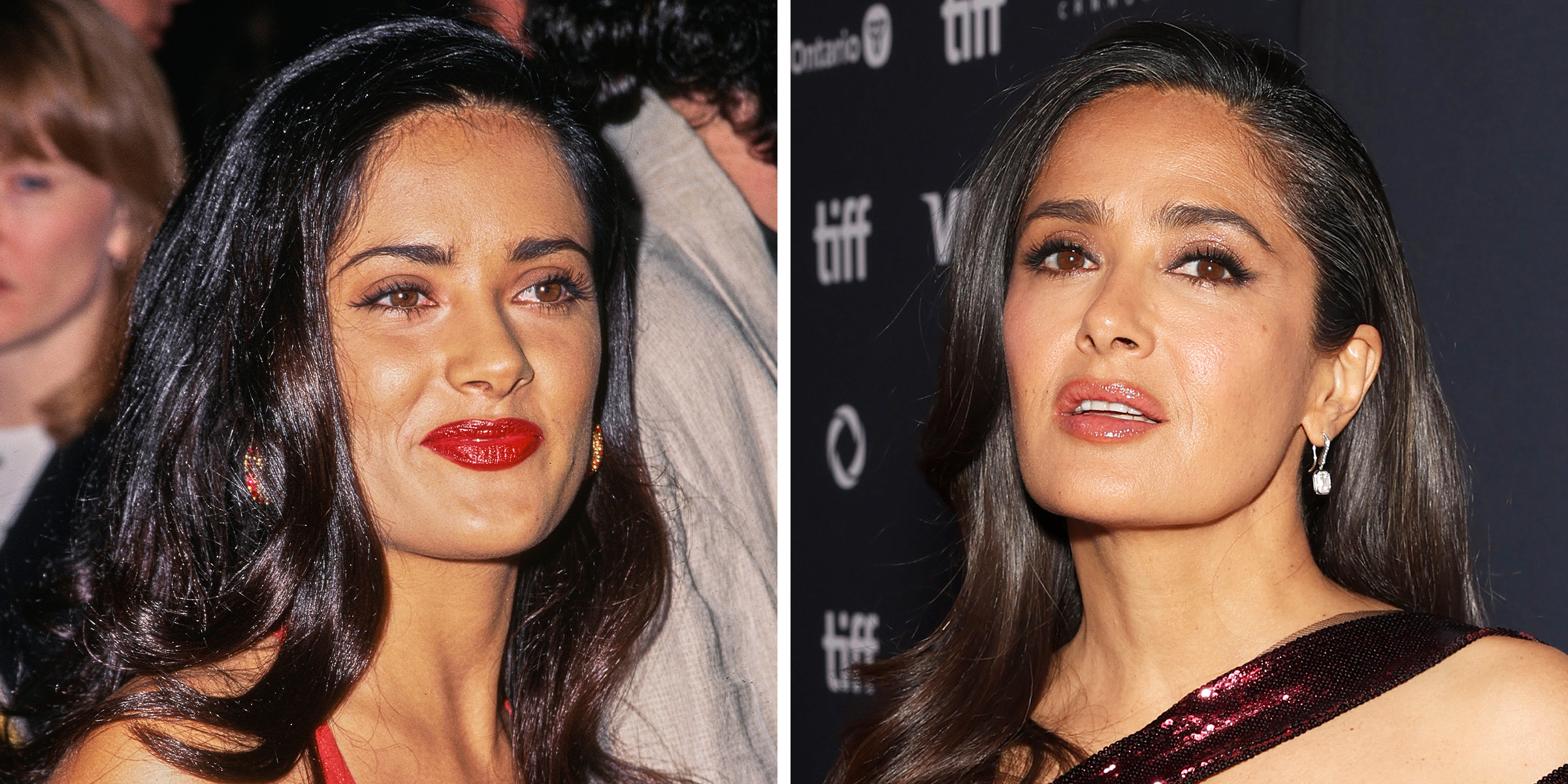 Salma Hayek, 1995 | Salma Hayek, 2024 | Source: Getty Images