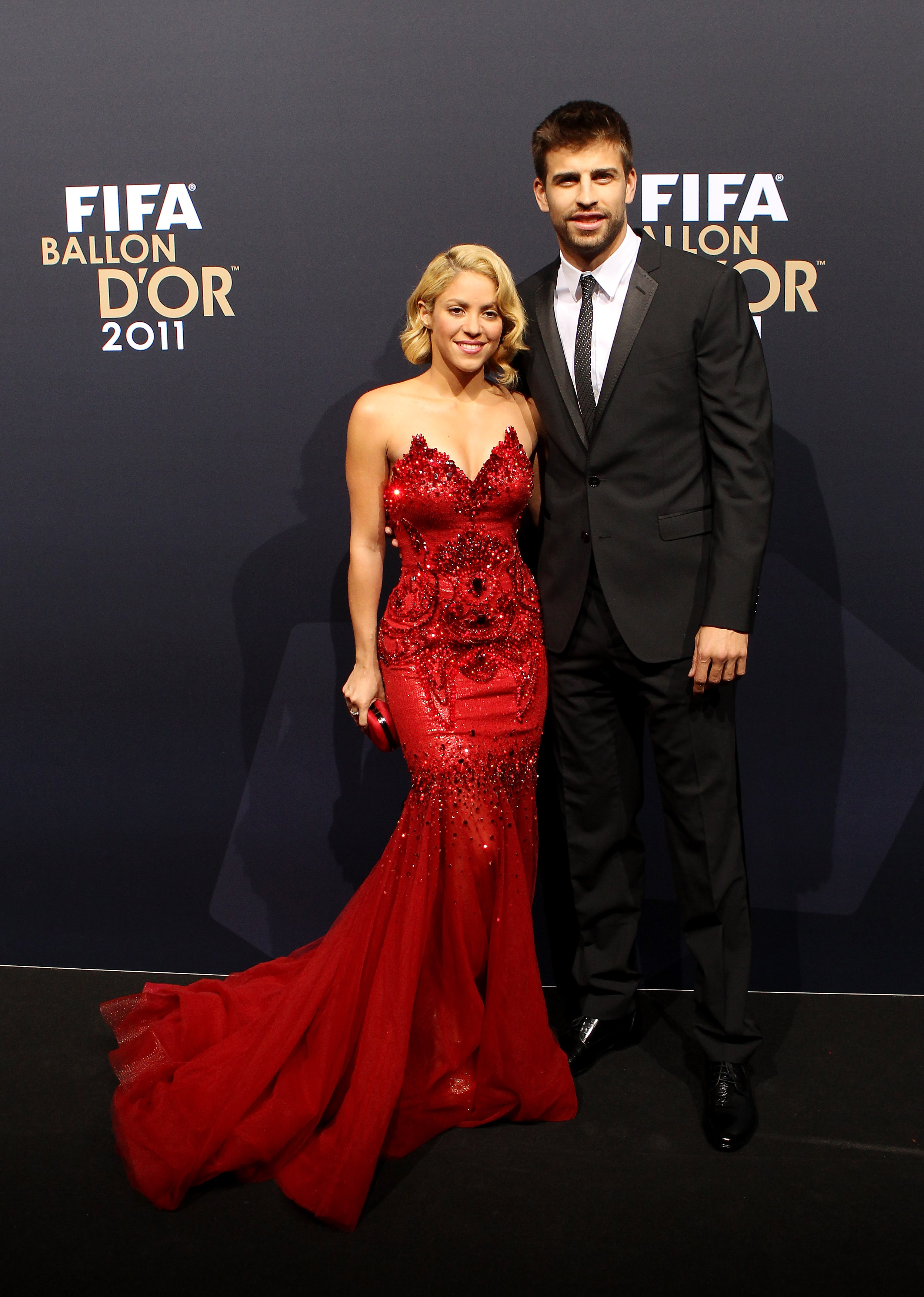 Shakira and Gerard Piqué at the FIFA Ballon d'Or Gala 2011 on January 9, 2012, in Zurich, Switzerland. | Source: Getty Images