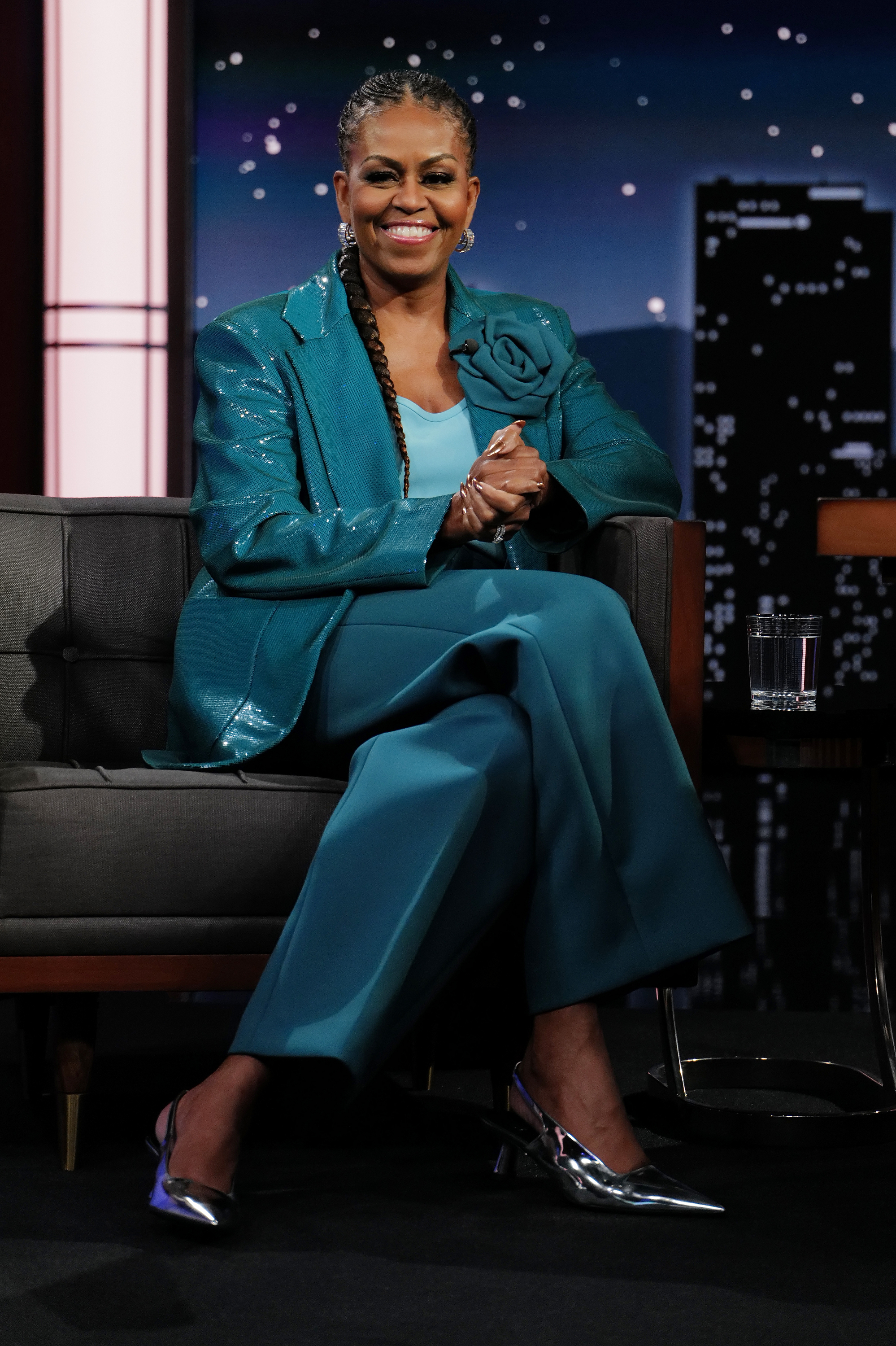Michelle Obama on "Jimmy Kimmel Live!" on December 12, 2023 | Source: Getty Images