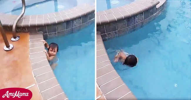 Un Bebe De 12 Mois Nage Seul Dans Une Piscine Pendant Que Sa Maman Le Filme