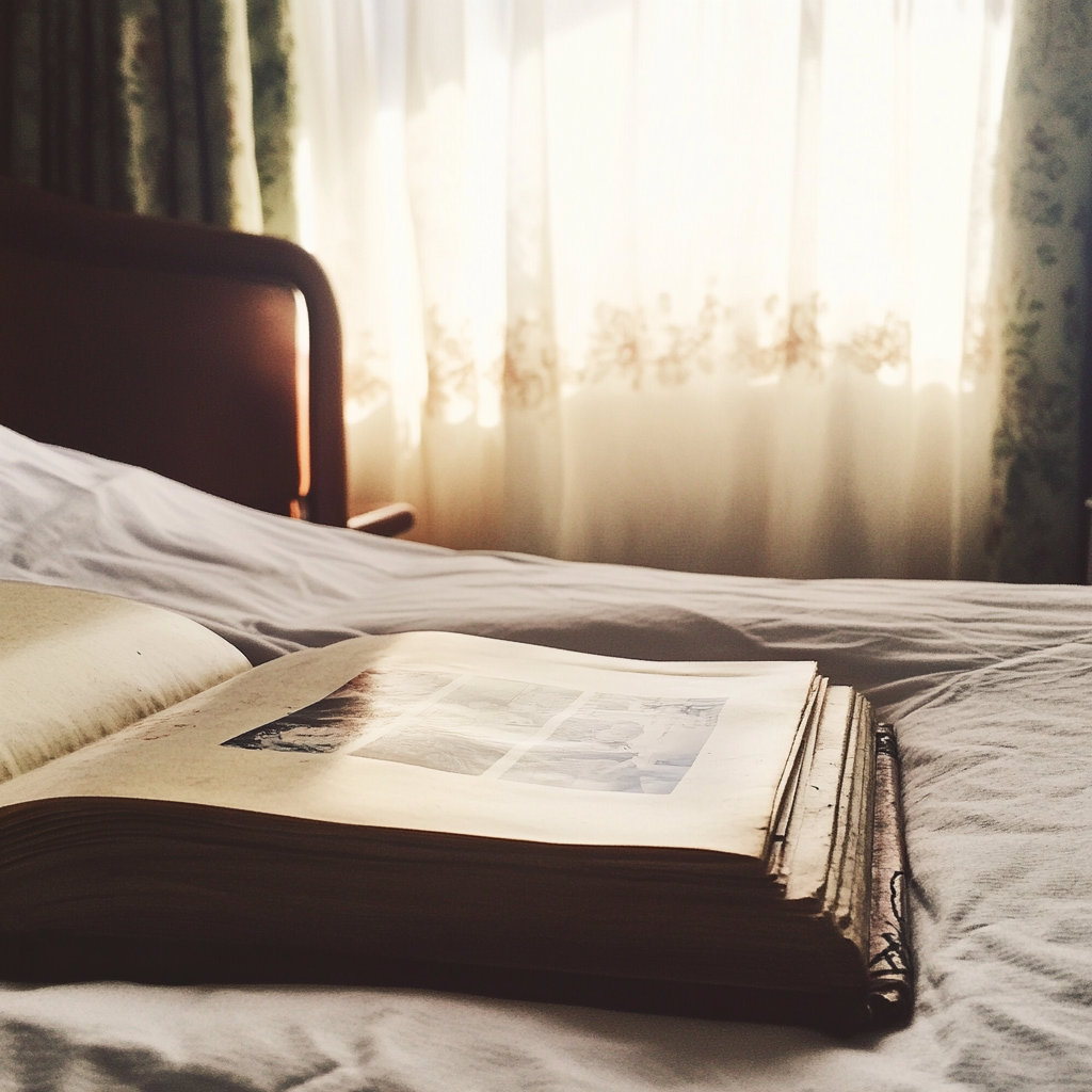 A photo album on a bed | Source: Midjourney