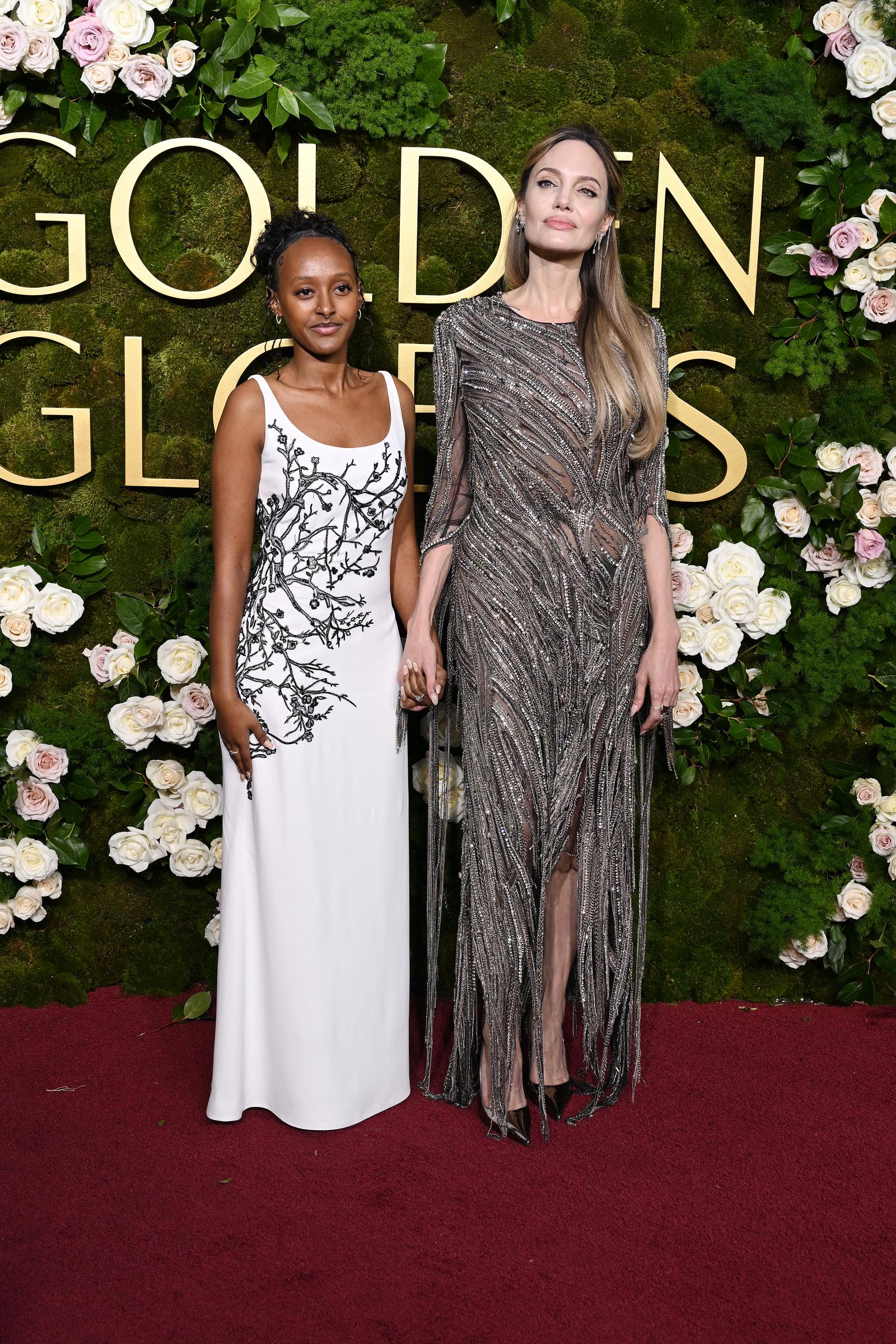 Angelina Jolie, and Zahara Jolie during the 82nd Annual Golden Globes on January 05, 2025, in Beverly Hills, California. | Source: Getty Images