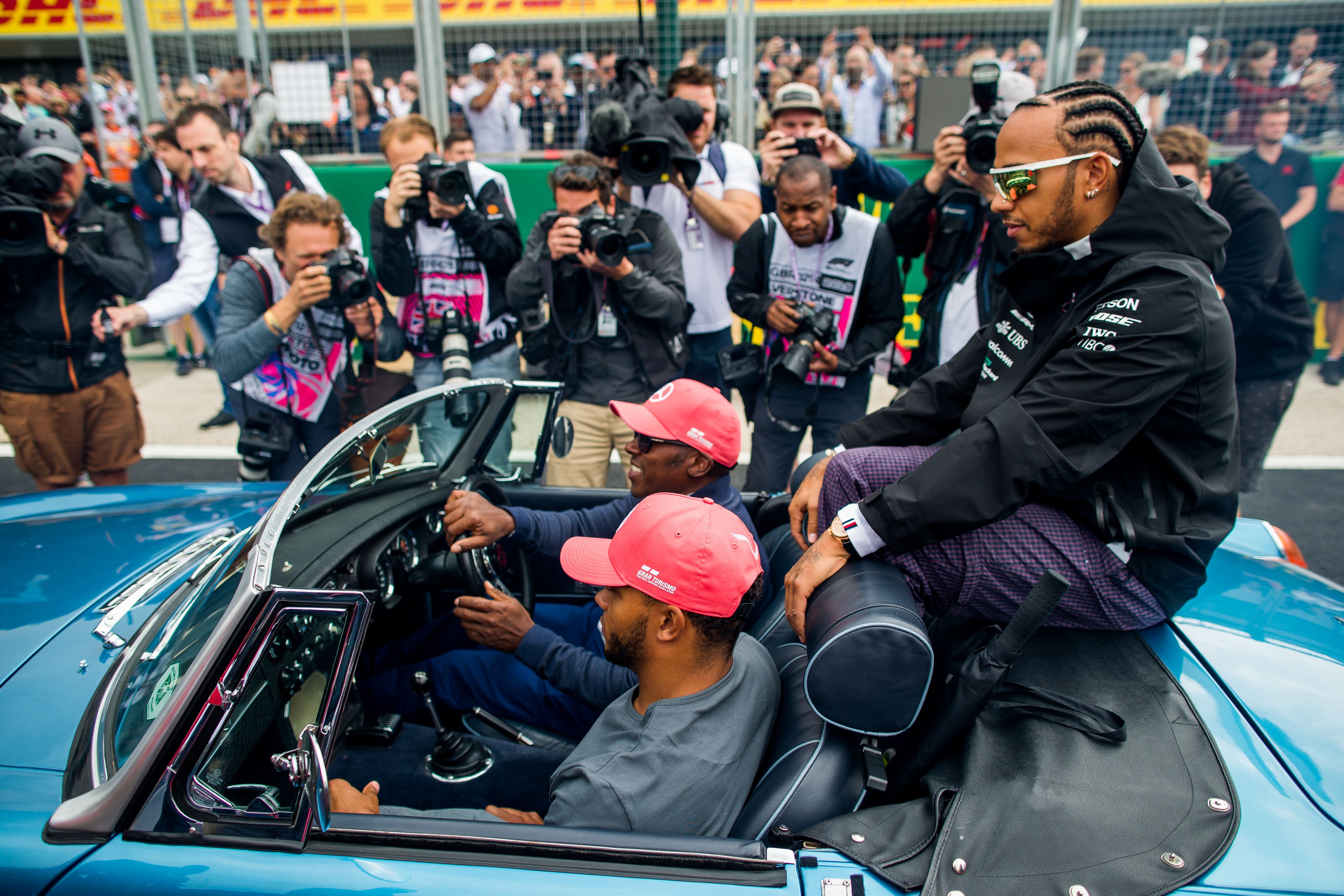  Lewis Hamilton with his brother, Nick, and father, Anthony, during the F1 Grand Prix of Great Britain at Silverstone on July 14, 2019, in Northampton, England. | Source: Getty Images