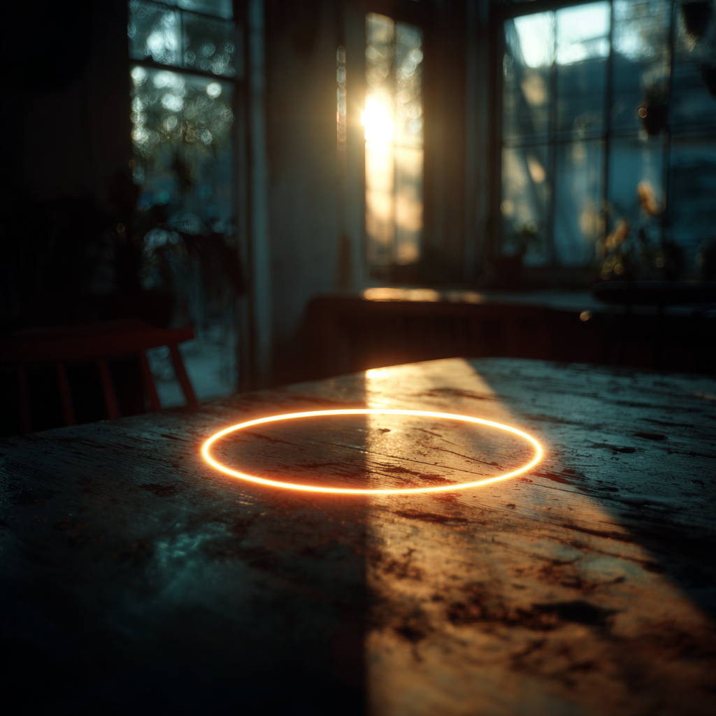 A halo hovering on the floor | Source: Midjourney