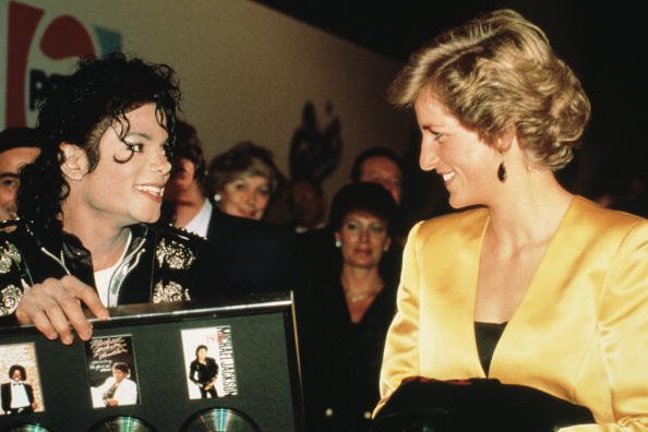 Princess Diana and Michael Jackson at his concert for the Prince's Trust at Wembley, London, July 1988. | Photo: Getty Images