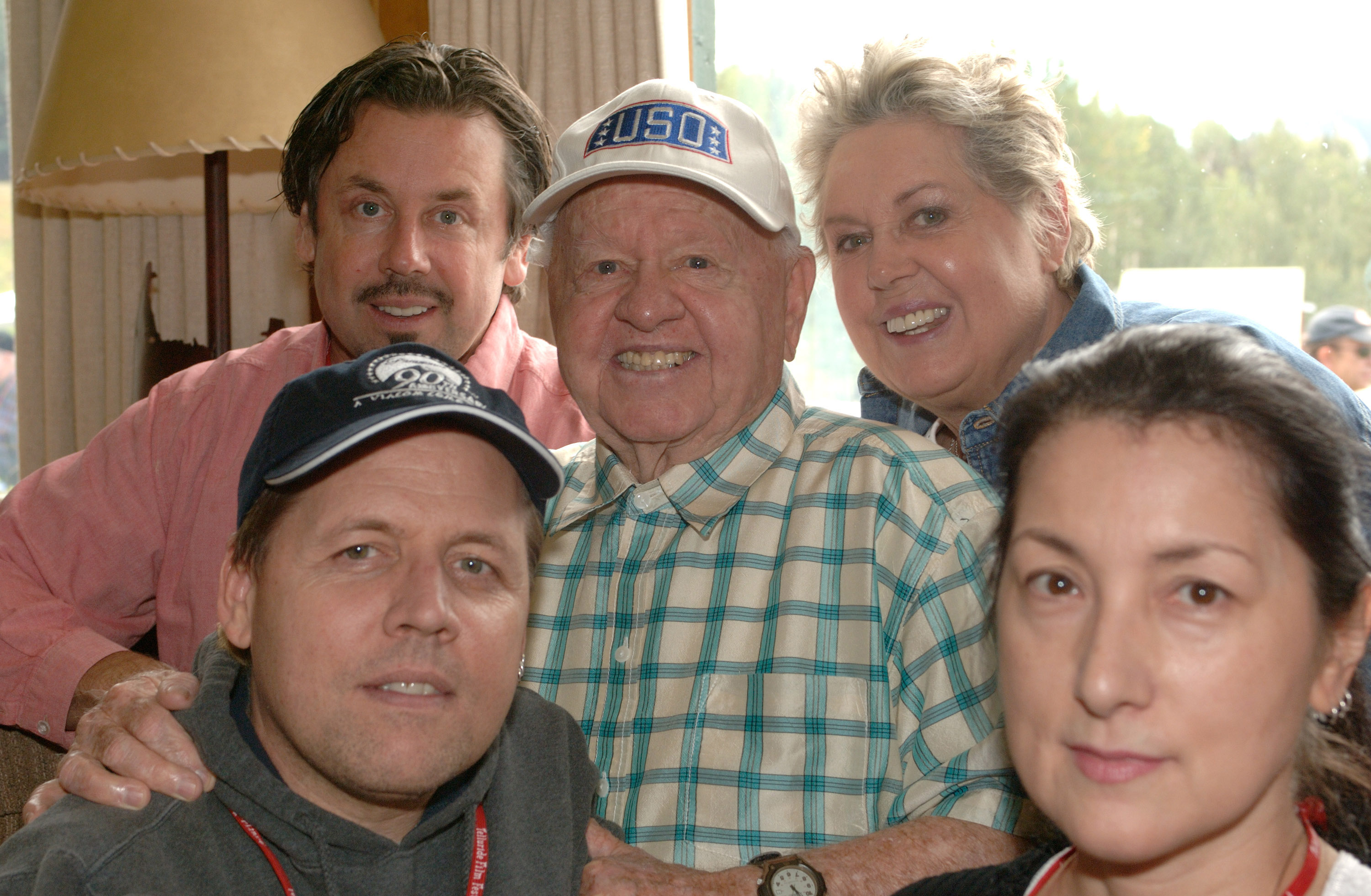 Mickey Rooney, Jan Chamberlin, Mark Aber, Charlene Aber, and Chris Aber during the 32nd Telluride Film Festival , circa 1980. | Source: Getty Images