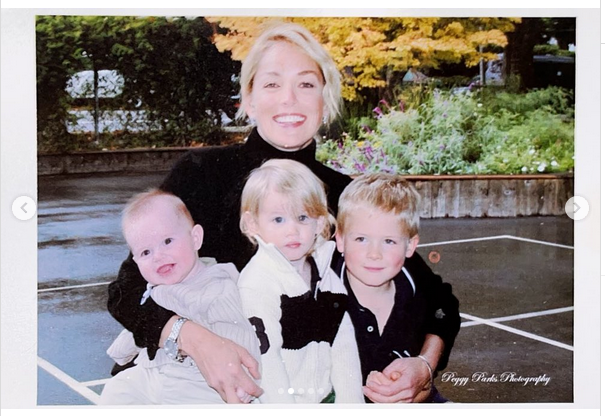 Sharon with Roan, Quinn, and Laird Stone, from a post dated May 9, 2021 | Source: Instagram/sharonstone