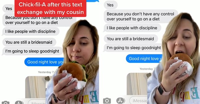 Woman reveals text messages in which her cousin fat-shames her after demoting her from being the maid of honor | Photo: Tiktok/liainlouisiana