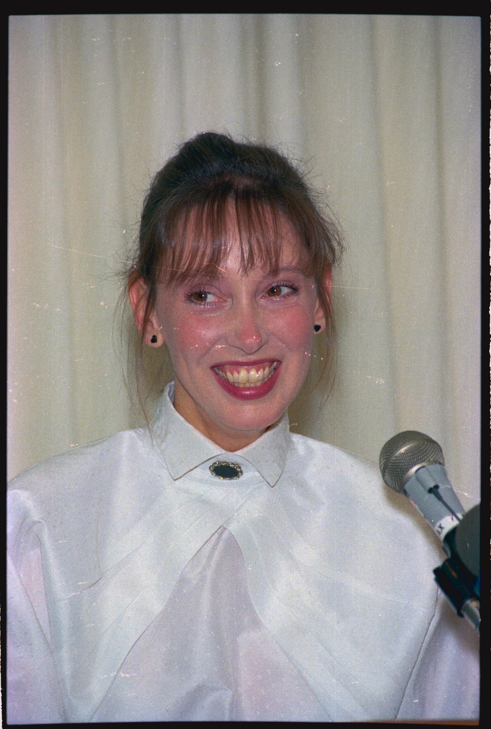 Shelley Duval at a speaking engagement in 1988. | Source: Getty Images