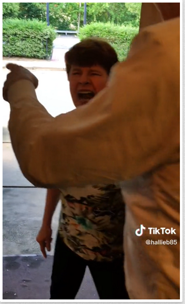 The woman yelling back at the TikToker's father | Source: TikTok.com/hallieb85