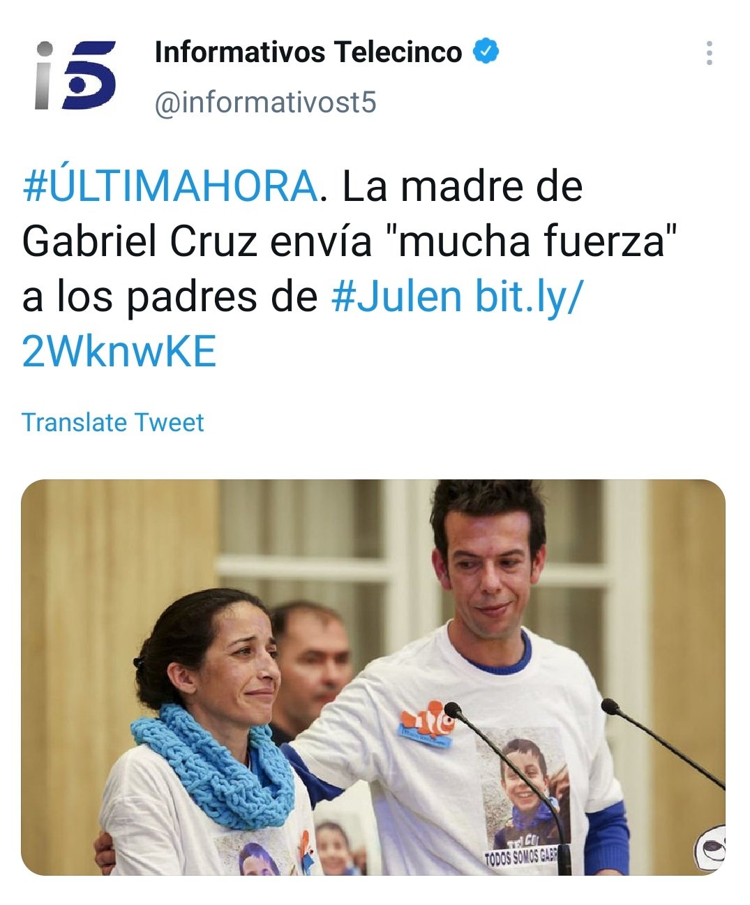 Padres de Gabriel Cruz. | Foto: Captura de pantalla de Twitter/informativost5