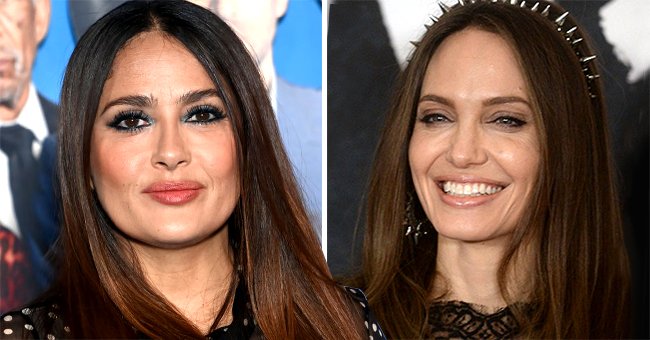 Angelina Jolie at a photo call for "Maleficent: Mistress of Evil" and Salma Hayek at the "Hitman's Wife's Bodyguard" special screening , October 2019 and June 2021 | Source: Getty Images