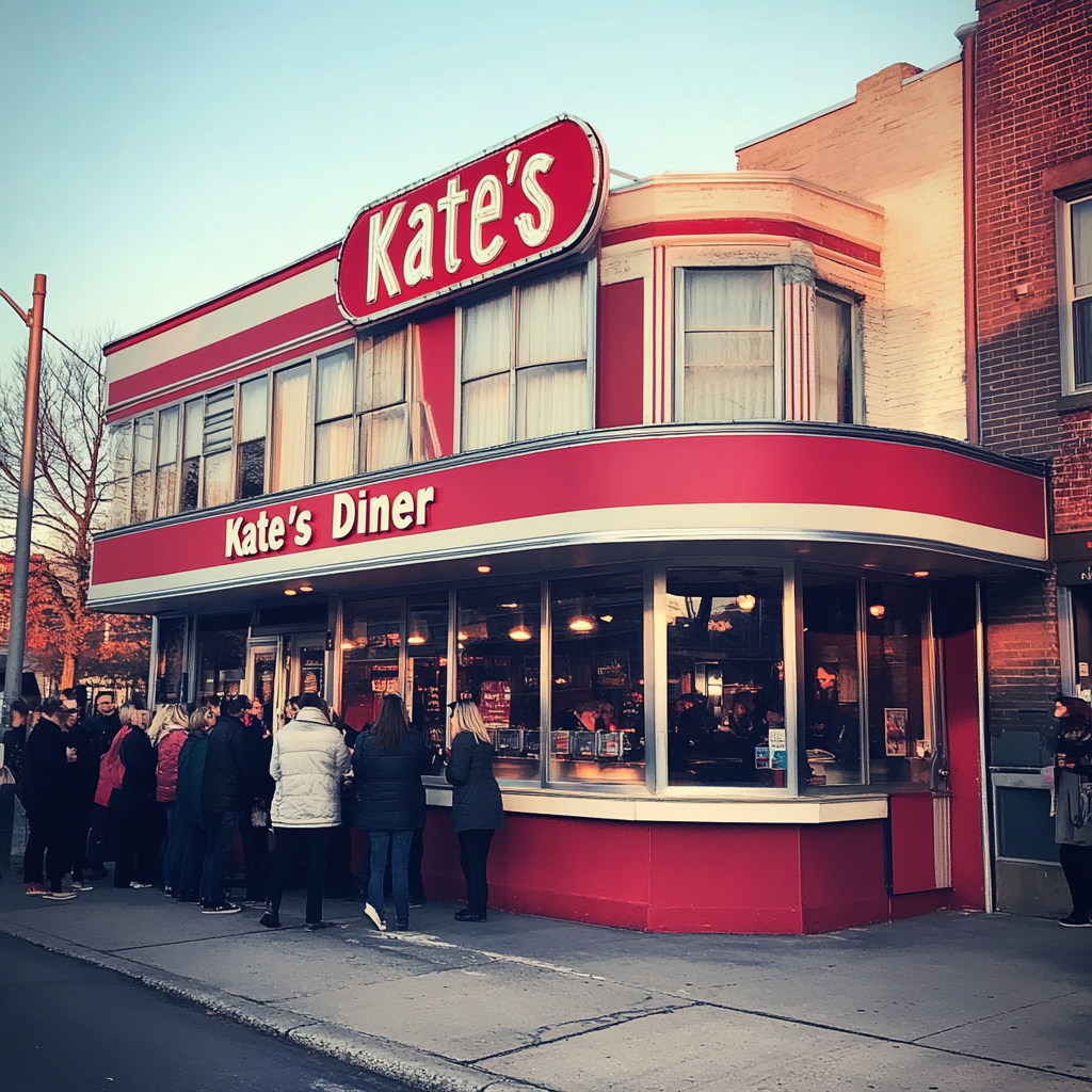 People standing outside a diner | Source: Midjourney