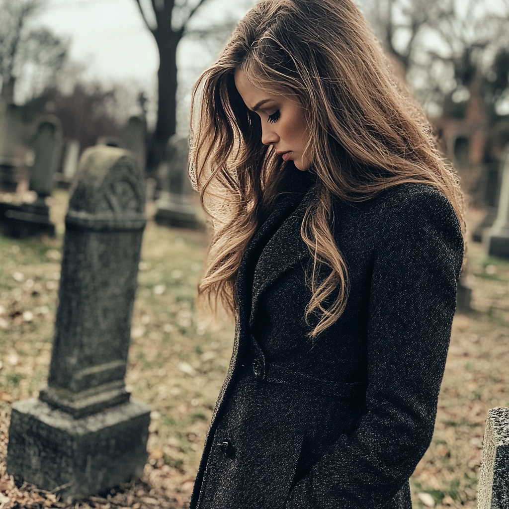 A woman standing in a cemetery | Source: Midjourney