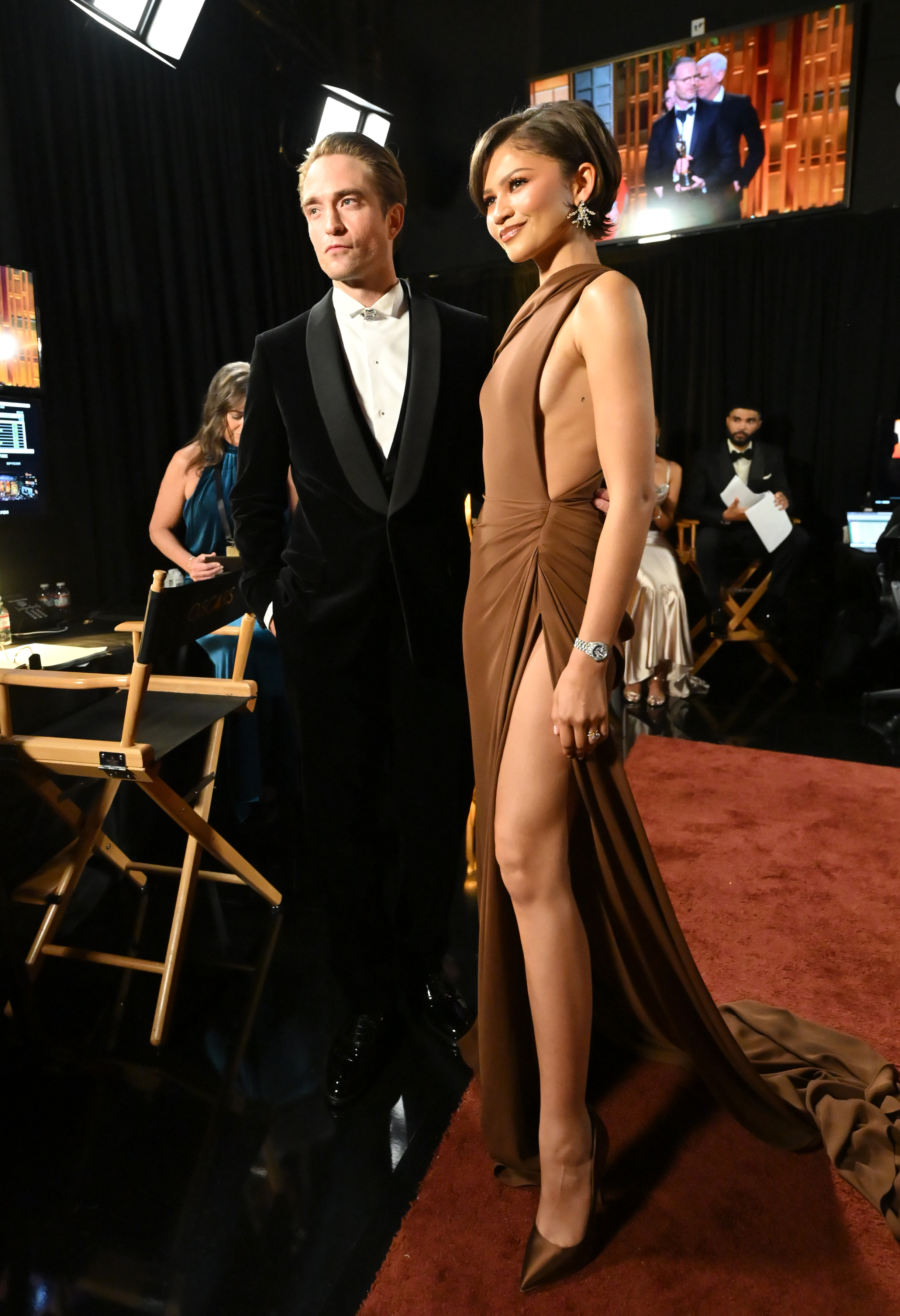 Robert Pattinson and Zendaya posing backstage at the 2026 Oscars. | Source: Getty Images