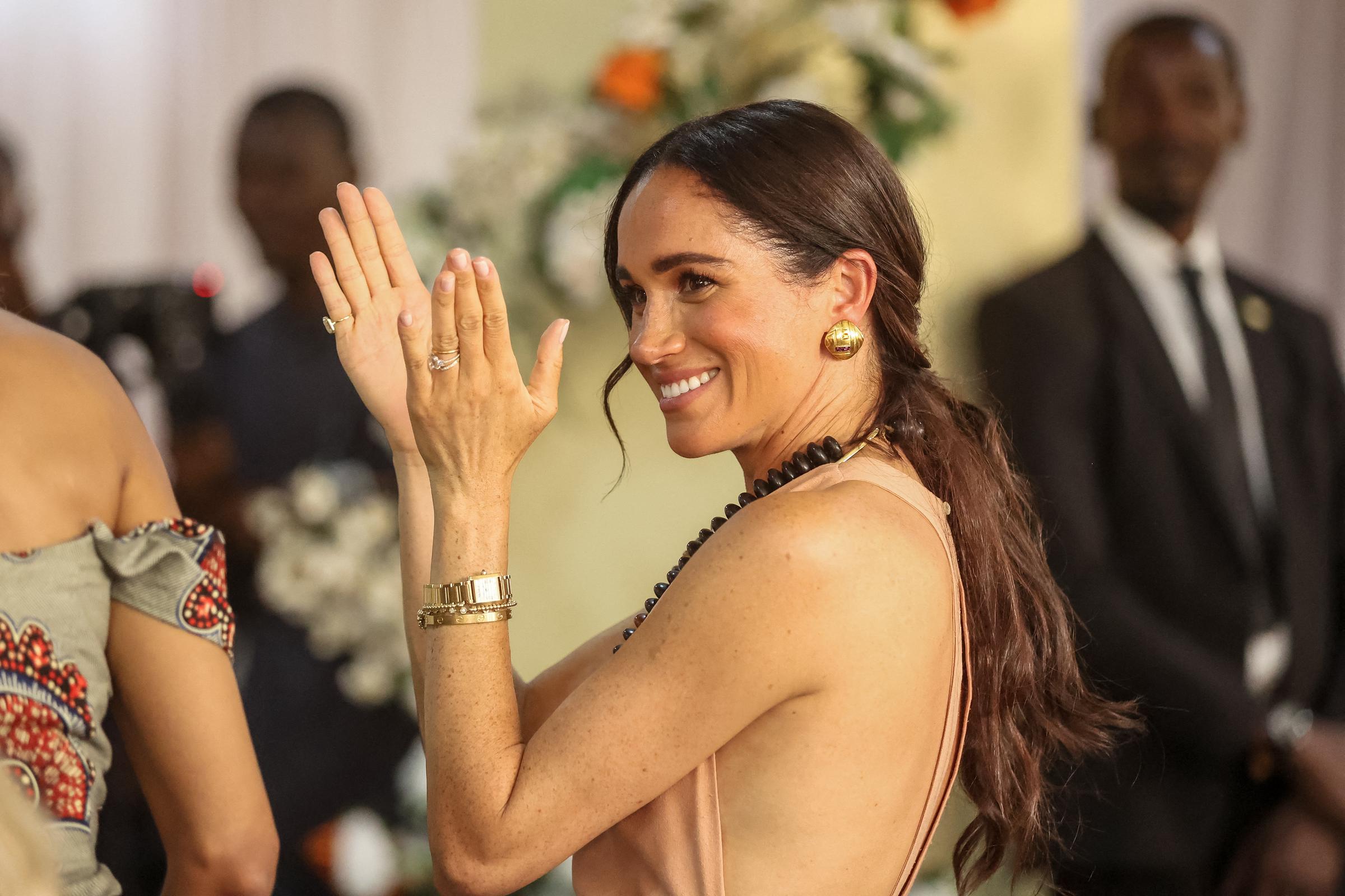 Meghan Markle at the Lightway Academy in Abuja, Nigeria on May 10, 2024. | Source: Getty Images