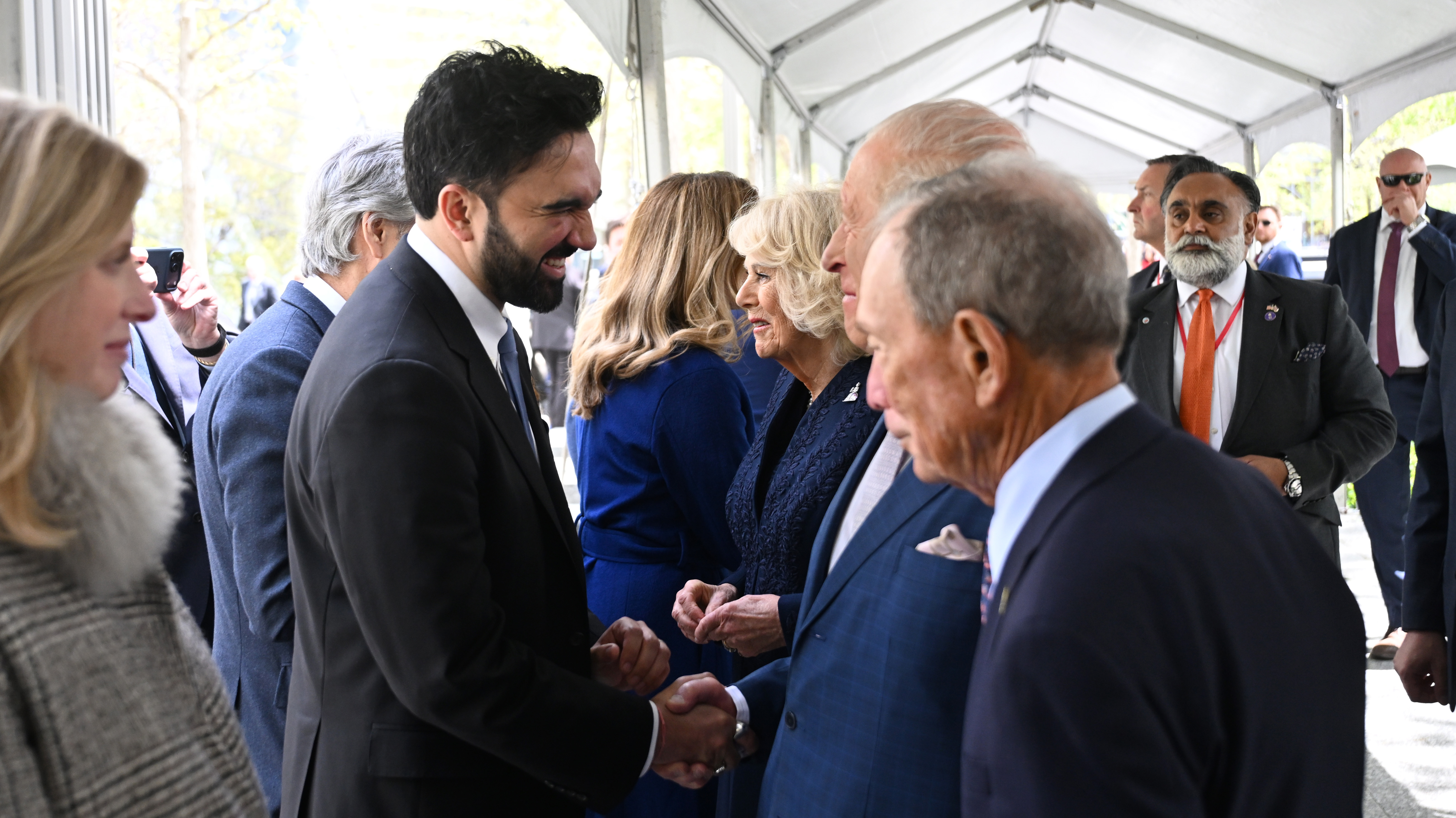 New York City Mayor Zohran Mamdani shakes hands with King Charles III during a ceremony at the 9/11 Memorial on April 29, 2026 | Source: Getty Images