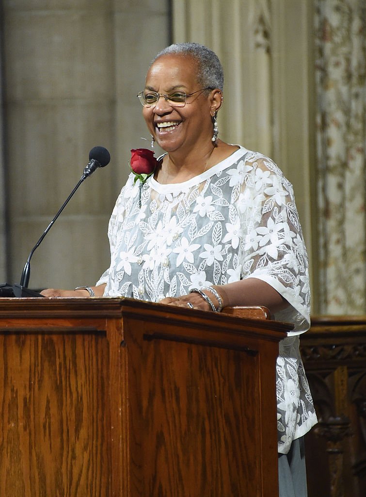The daughter of Ruby Dee, Nora Davis Day speaks at the Ruby Dee Memorial Service at Assembly Hall of the Riverside Church on September 20, 2014. | Photo: Getty Images