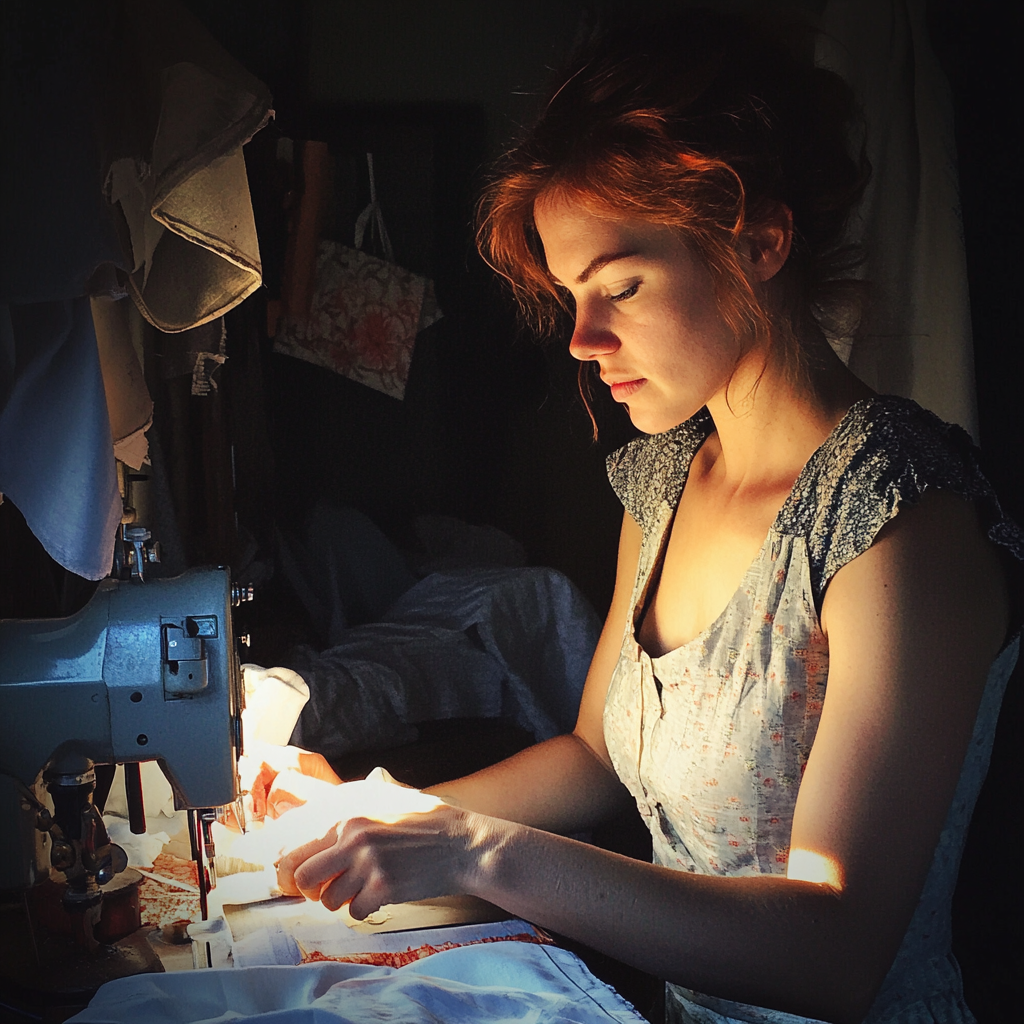 A woman working as a seamstress | Source: Midjourney