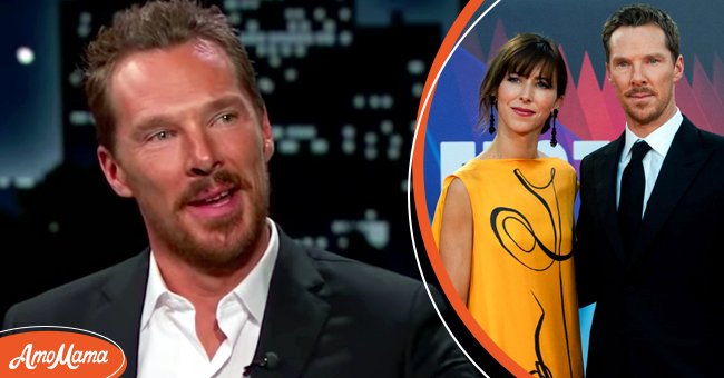 Left: Benedict Cumberbatch on Jimmy Kimmel Live | Photo: Youtube.com/Jimmy Kimmel Live. Right: Sophie Hunter and Benedict Cumberbatch attend "The Power Of The Dog" UK Premiere on October 11, 2021 in London, England. | Photo: Getty Images