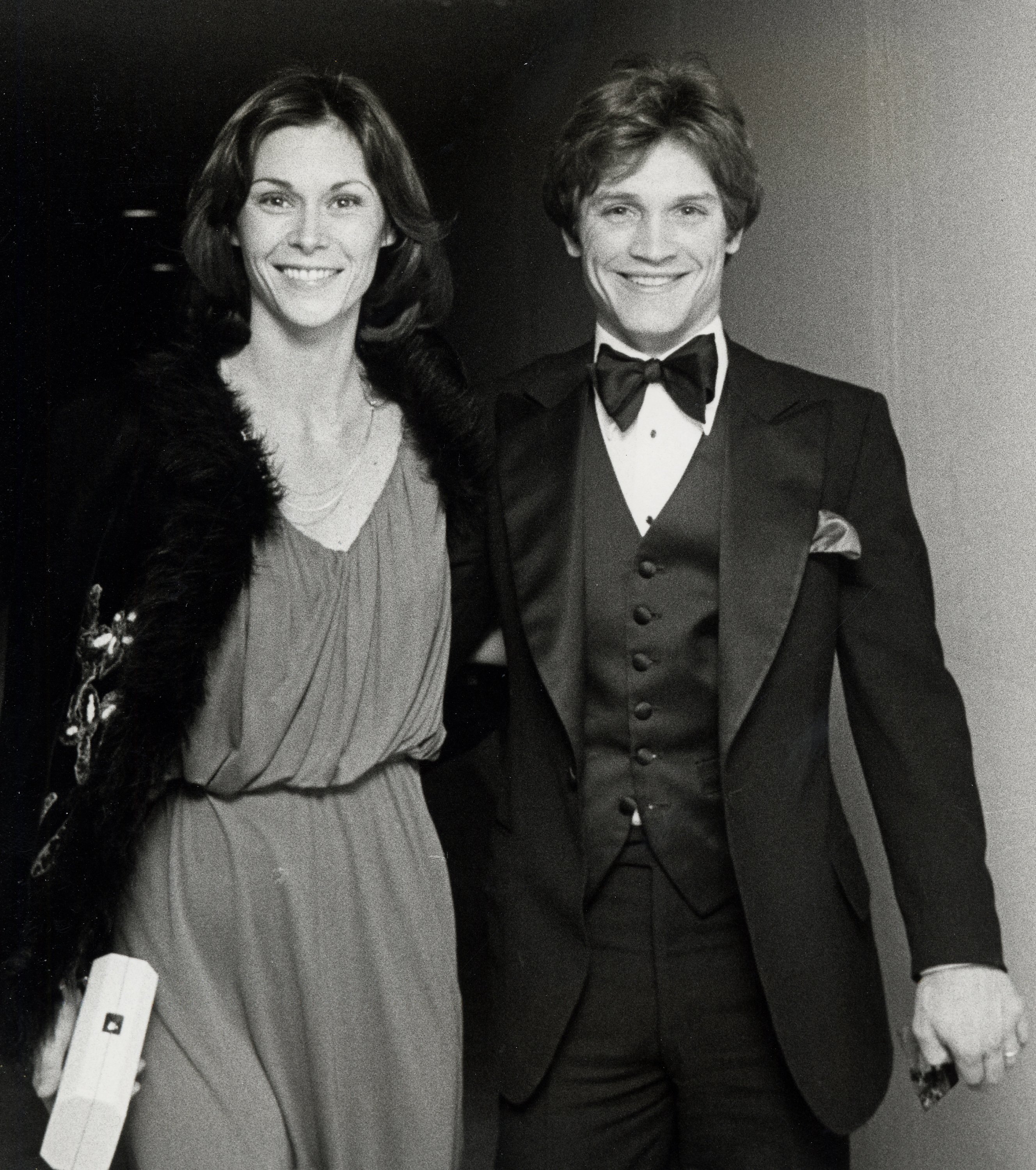 Actress Kate Jackson and actor Andrew Stevens during the 36th Annual Golden Globe Awards. / Source: Getty Images