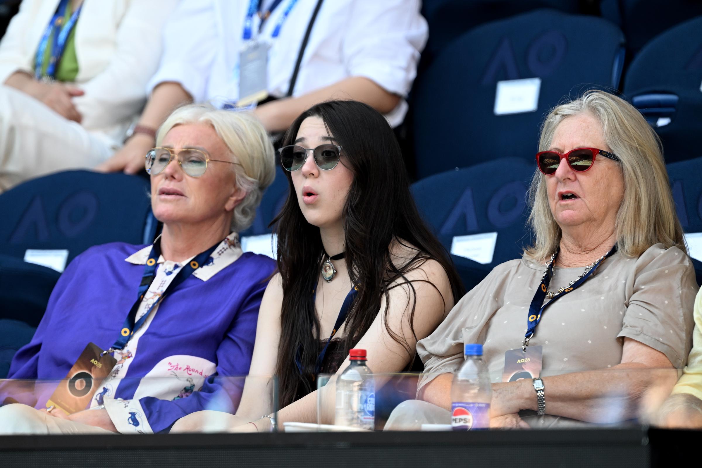 Deborra-Lee Furness and Ava Eliot Jackman have their eyes on the court during their appearance at the 2025 Australian Open at Melbourne Park on January 14, 2025, in Melbourne, Australia | Source: Getty Images