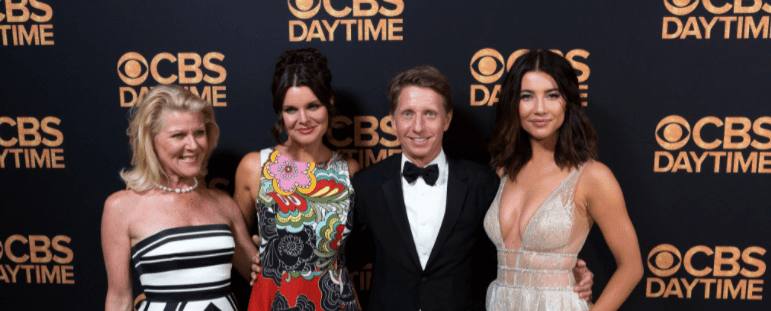 (L-R) Alley Mills, Heather Tom, Bradley Bell and Jacqueline Macinnes Wood arrive at the CBS Daytime Emmy After Party at the Alexandria Ballrooms on May 1, 2016 in Los Angeles, California | Photo: Getty Images
