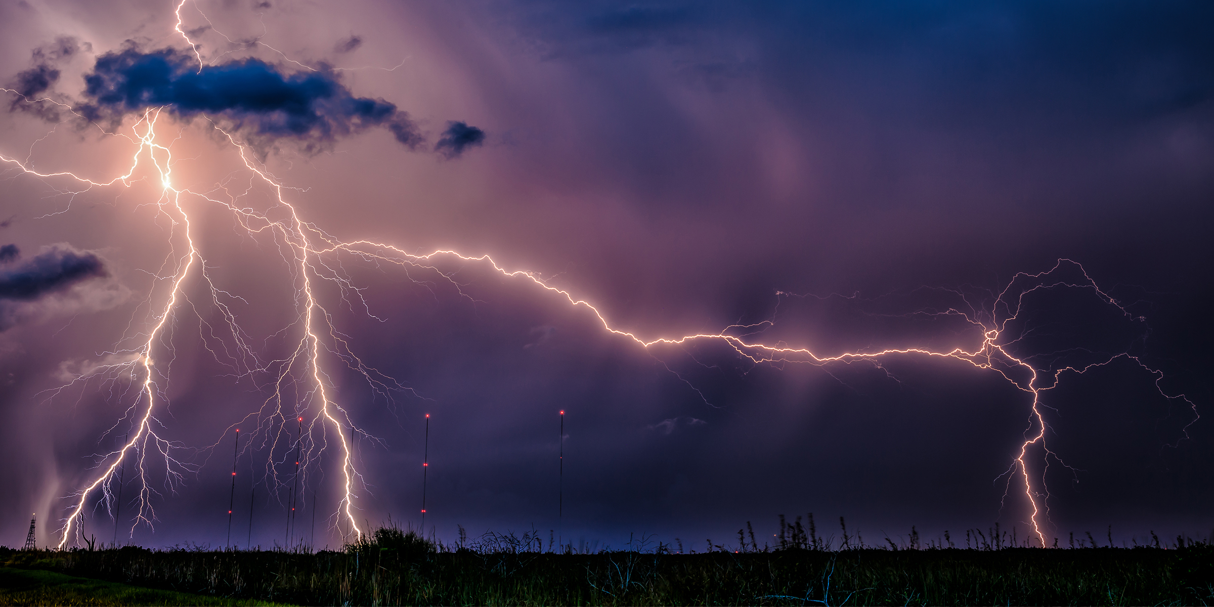 A view of lightning against sky at night | Source: Getty Images