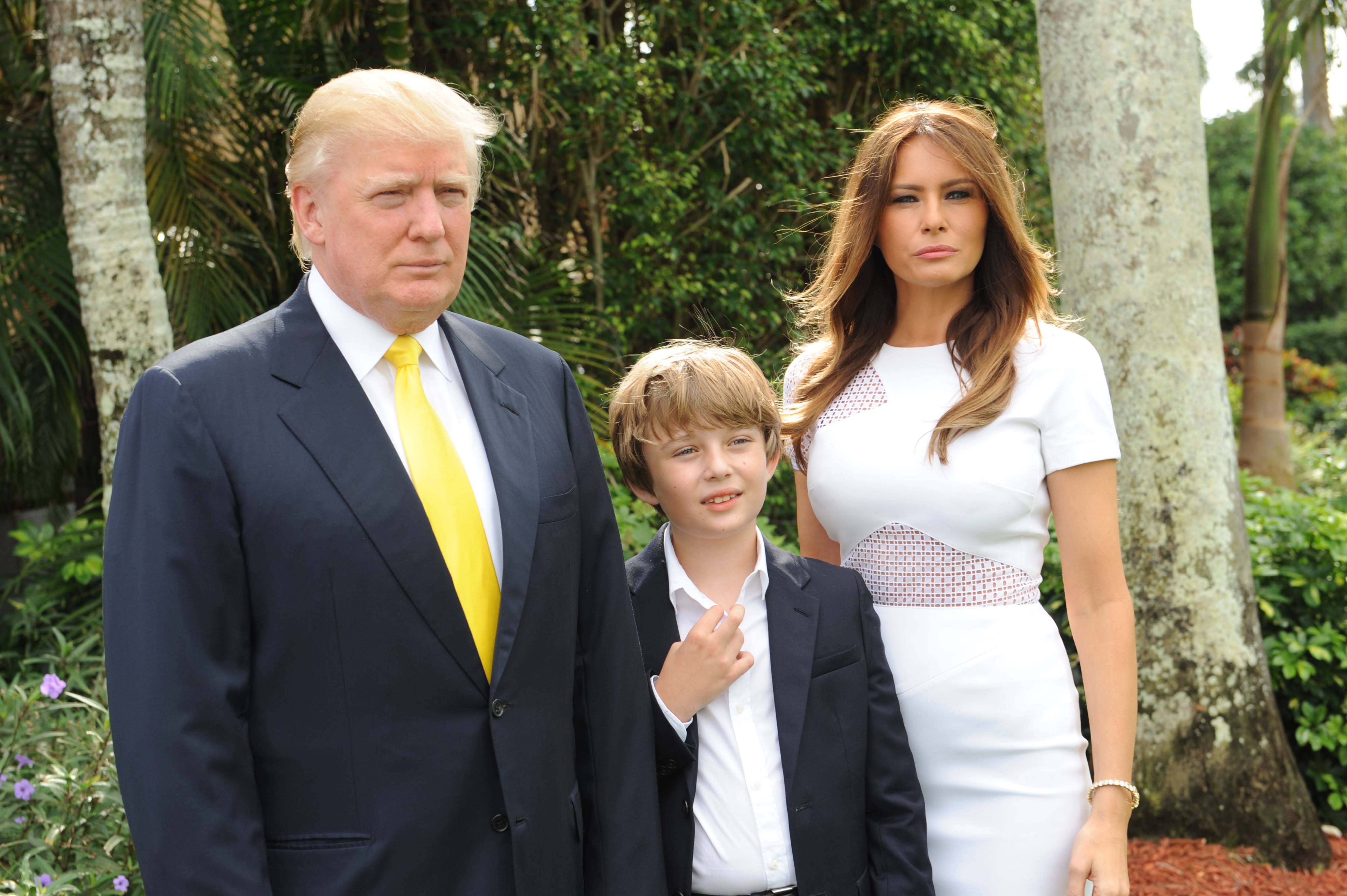 Donald, Melania, and Barron Trump at the $125,000 Trump Invitational Grand Prix, presented by Rolex, at Mar-a-Lago, Palm Beach, on January 5, 2014. | Source: Getty Images
