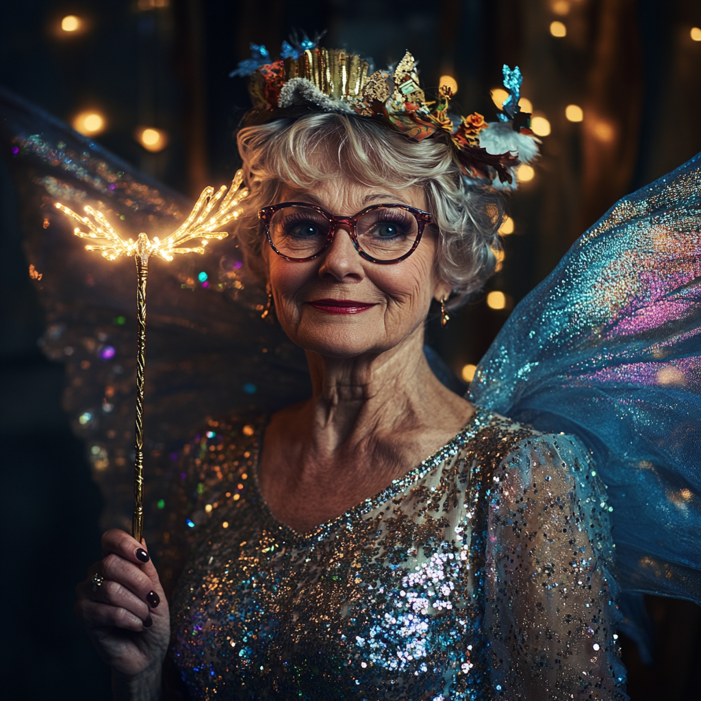 A woman dressed as a fairy godmother for Halloween | Source: Midjourney