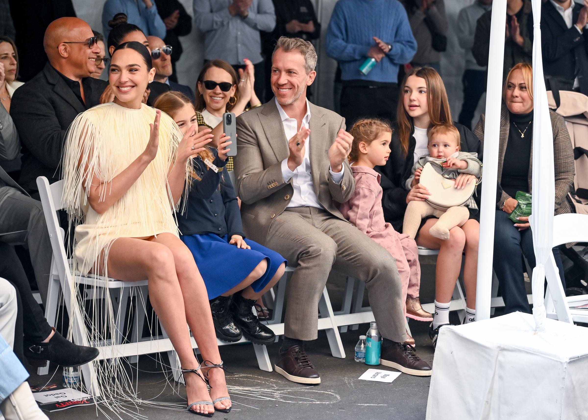 Gal Gadot, Maya Varsano, Jaron Varsano, Daniella Varsano, and Alma Varsano at the ceremony honoring Gal Gadot with a Star on the Hollywood Walk Of Fame on March 18, 2025, in Hollywood, California | Source: Getty Images