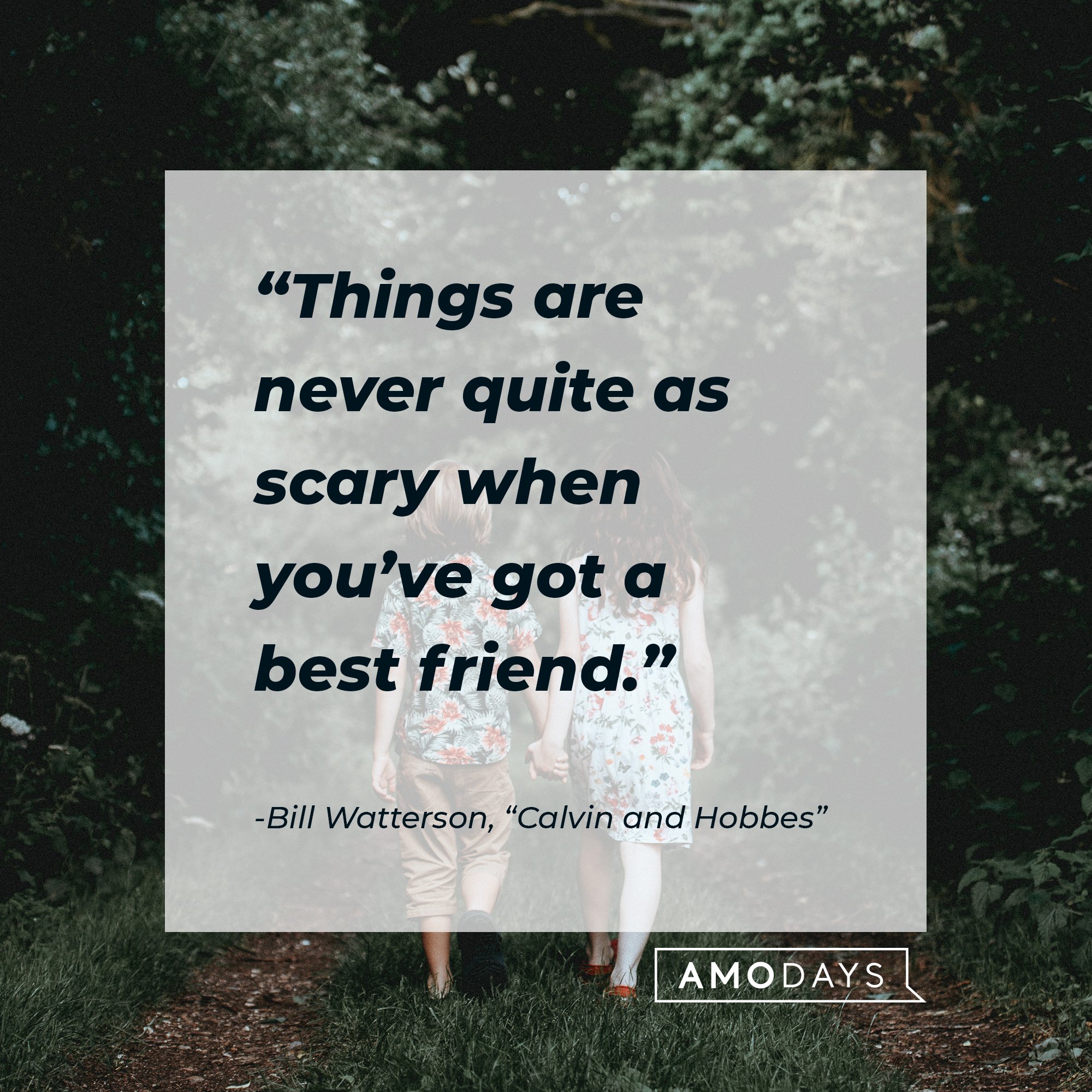 Bill Watterson’s quote: "Things are never quite as scary when you’ve got a best friend.” | Image: AmoDays 