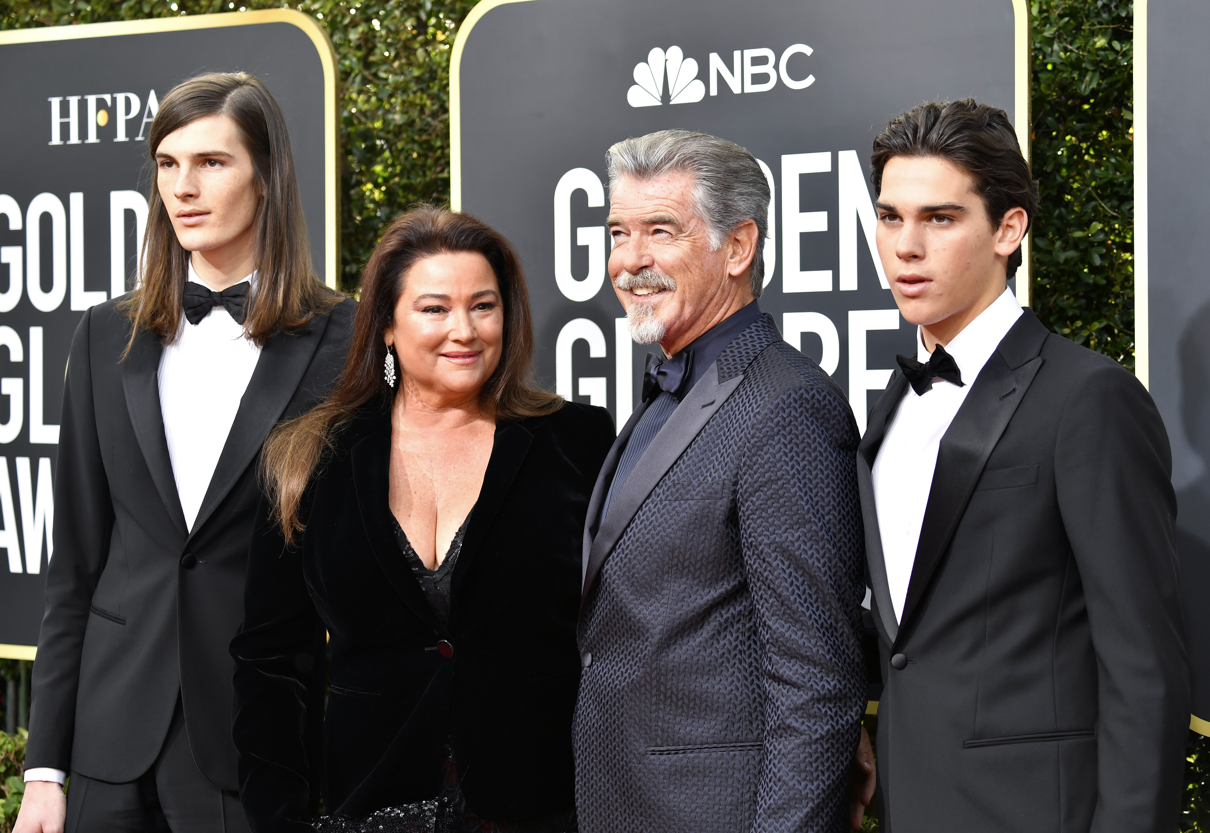 Dylan Brosnan, Keely Shaye Brosnan, Pierce Brosnan, and Paris Brosnan attend the 77th Annual Golden Globe Awards at The Beverly Hilton Hotel on January 05, 2020 in Beverly Hills, California. | Source: Getty Images