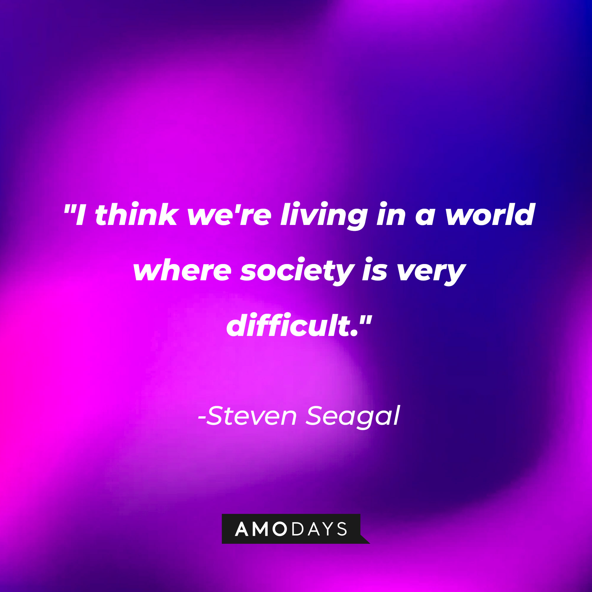 Steven Seagal’s quote: "I think we're living in a world where society is very difficult." | Image: AmoDays