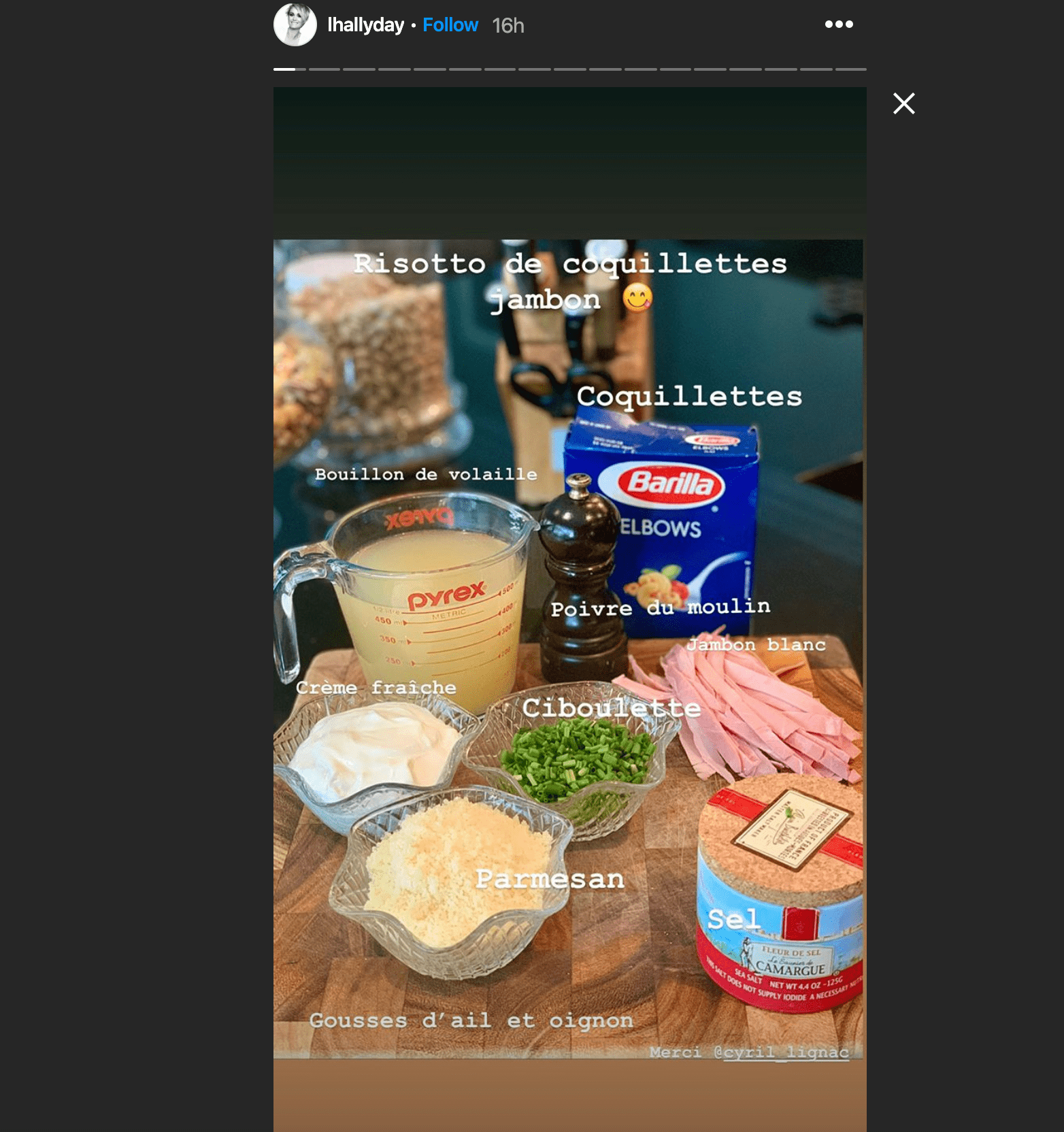 Photo des ingrédients pour réaliser un recette. | Photo : Story Instagram / Laeticia Hallyday