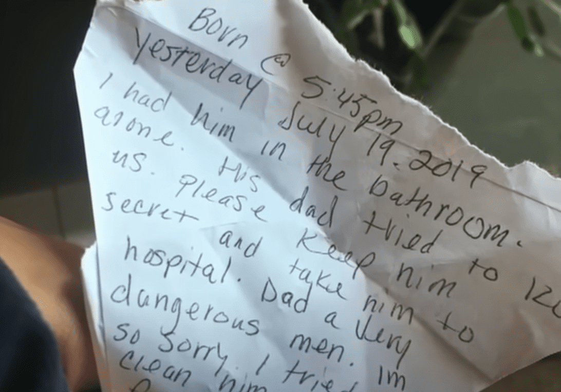 Distressed letter left with abandoned baby | Photo: Youtube/WFTV Channel 9