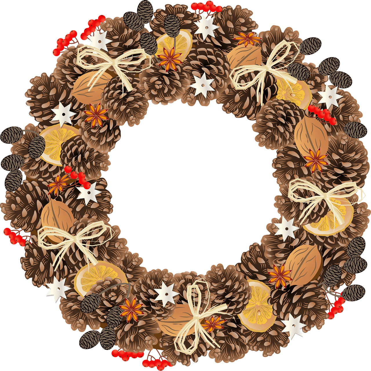 An image of a pinecone wreath. | Photo: Pixabay